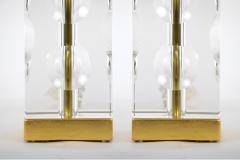 Heavy Cut Glass Italian Art Deco Style Pair Table Lamp - 3123869