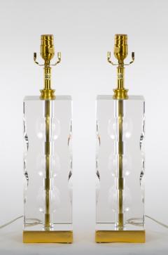 Heavy Cut Glass Italian Art Deco Style Pair Table Lamp - 3123870