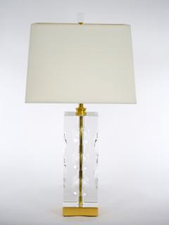 Heavy Cut Glass Italian Art Deco Style Pair Table Lamp - 3123873