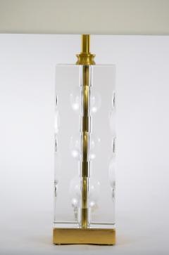 Heavy Cut Glass Italian Art Deco Style Pair Table Lamp - 3123874