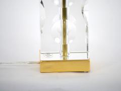 Heavy Cut Glass Italian Art Deco Style Pair Table Lamp - 3123876