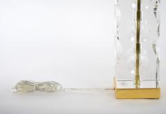 Heavy Cut Glass Italian Art Deco Style Pair Table Lamp - 3123877