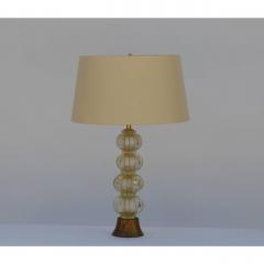 Heavy Gilt Murano Glass Stem Lamp with Custom Silk Shade - 1079249