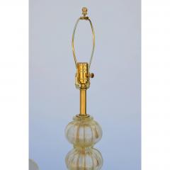 Heavy Gilt Murano Glass Stem Lamp with Custom Silk Shade - 1079253