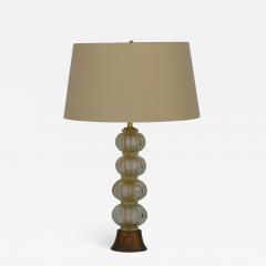 Heavy Gilt Murano Glass Stem Lamp with Custom Silk Shade - 1079536