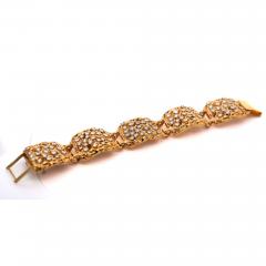 Heavy Vintage Diamond 5 Link 14K Gold Nugget Bracelet - 3954307