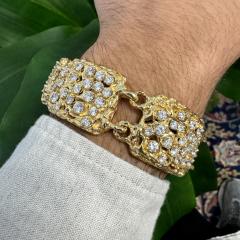 Heavy Vintage Diamond 5 Link 14K Gold Nugget Bracelet - 3954309