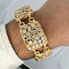 Heavy Vintage Diamond 5 Link 14K Gold Nugget Bracelet - 3954310