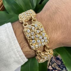 Heavy Vintage Diamond 5 Link 14K Gold Nugget Bracelet - 3954311