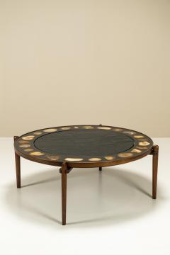 Heinz Lilienthal Heinz Lilienthal E8 Coffee Table in Rosewood Blue Stone and Agate the 1970s - 3092356