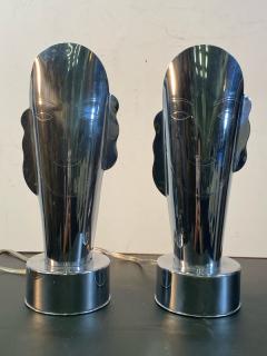 Helen Dryden MODERNIST ART DECO CHROME STYLIZED MASQUE LAMPS - 1963594