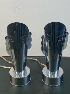 Helen Dryden MODERNIST ART DECO CHROME STYLIZED MASQUE LAMPS - 1963599