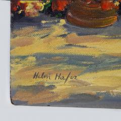 Helen Hafer Village Scene Oil Painting on Board Signed Helen Hafer - 4525440