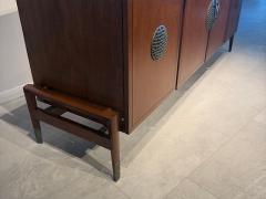 Helen Hobey American Modern Walnut and Bronze Credenza Helen Hobey for Baker 1950s - 4605029