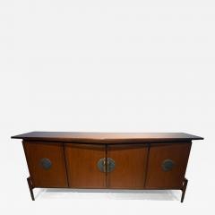 Helen Hobey American Modern Walnut and Bronze Credenza Helen Hobey for Baker 1950s - 4703760