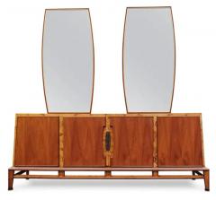 Helen Hobey Restored Walnut Burl Helen Hobey Baker Cabinet Pair Mirrors Danish Style - 3181257