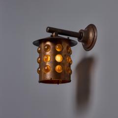 Helena Tynell 1960s Helena Tynell Amber Glass and Copper Outdoor Wall Lamp - 4388376