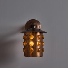 Helena Tynell 1960s Helena Tynell Amber Glass and Copper Outdoor Wall Lamp - 4388384