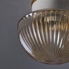 Helena Tynell 1960s Swedish Modern Pressed Amber Glass Porcelain Wall or Ceiling Lamp - 4359391