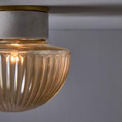 Helena Tynell 1960s Swedish Modern Pressed Amber Glass Porcelain Wall or Ceiling Lamp - 4359395