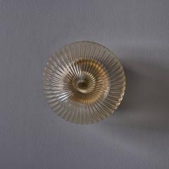 Helena Tynell 1960s Swedish Modern Pressed Amber Glass Porcelain Wall or Ceiling Lamp - 4359396
