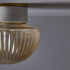 Helena Tynell 1960s Swedish Modern Pressed Amber Glass Porcelain Wall or Ceiling Lamp - 4359399