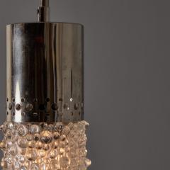 Helena Tynell Pair of 1960s Chrome Metal and Bubble Glass Pendants by Helena Tynell - 4633098