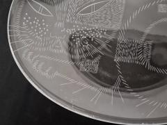 Helena Tynell Rare Helena Tynell Engraved Cat Dish Model 6638 for Riihim en Lasi Oy 1950s - 3994321