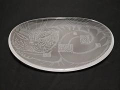 Helena Tynell Rare Helena Tynell Engraved Cat Dish Model 6638 for Riihim en Lasi Oy 1950s - 3994327