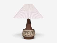 Helge Bjufstr m Large Table Lamp Brown Stoneware Denmark 1960s - 4792028
