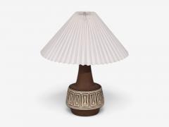Helge Bjufstr m Large Table Lamp Brown Stoneware Denmark 1960s - 4792029