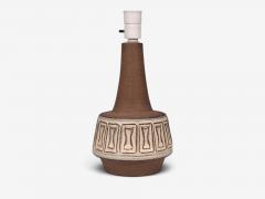 Helge Bjufstr m Large Table Lamp Brown Stoneware Denmark 1960s - 4792030