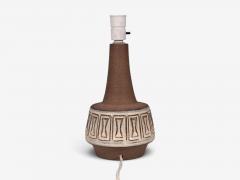 Helge Bjufstr m Large Table Lamp Brown Stoneware Denmark 1960s - 4792038