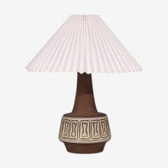 Helge Bjufstr m Large Table Lamp Brown Stoneware Denmark 1960s - 4792117