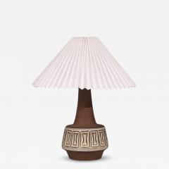 Helge Bjufstr m Large Table Lamp Brown Stoneware Denmark 1960s - 4792118