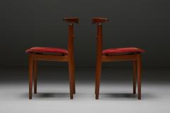 Helge Sibast Sibast Dining Chairs in Red Velvet 1960s - 2914049