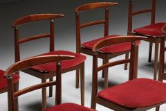 Helge Sibast Sibast Dining Chairs in Red Velvet 1960s - 2914053