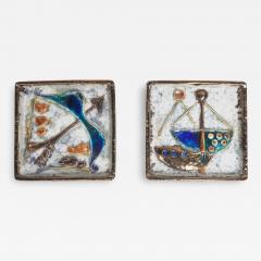 Helmut Friedrich Sch ffenacker PAIR OF COLOURFUL GLAZED CERAMIC WALL PLAQUES BY HELMUT SCH RFENACKER - 2748104