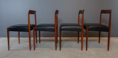 Helmut Lubke Set 1960s Rosewood Skai Leather Dining Chairs L bke Germany - 2346743