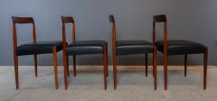 Helmut Lubke Set 1960s Rosewood Skai Leather Dining Chairs L bke Germany - 2346744