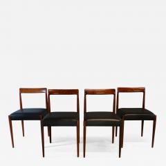 Helmut Lubke Set 1960s Rosewood Skai Leather Dining Chairs L bke Germany - 2357497