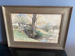 Hendricks A Hallett LANDSCAPE WITH BRIDGE WATERCOLOR BY HENDRICKS A HALLETT - 2324388