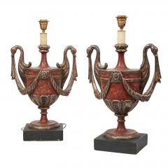 Hendrix Allardyce Neoclassical Silver Giltwood Painted Urn Form Table Lamps - 4736641