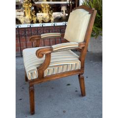 Hendrix Allardyce Neoclassical Walnut Leather Velvet Arm Chair - 4454880