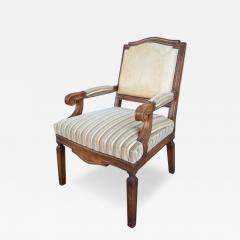 Hendrix Allardyce Neoclassical Walnut Leather Velvet Arm Chair - 4454977