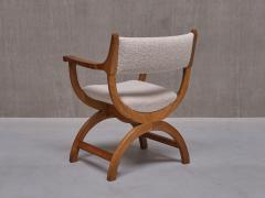 Henning Kjaernulf Henning Kj rnulf Kurul Armchair in Oak and Leli vre Boucl Denmark 1960s - 3634214