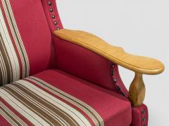 Henning Kjaernulf Henning Kj rnulf Style Lounge Chairs Red Fabric Oak Denmark 1960s - 4529553