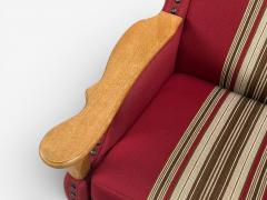 Henning Kjaernulf Henning Kj rnulf Style Lounge Chairs Red Fabric Oak Denmark 1960s - 4529554