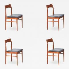 Henning Kjaernulf Henning Kj rnulf Teak Leather Dining Chairs for Vejle M bler - 2240493