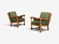 Henning Kjaernulf Henning Kjaernulf Style Lounge Chairs Oak Fabric Denmark 1970s - 4753875